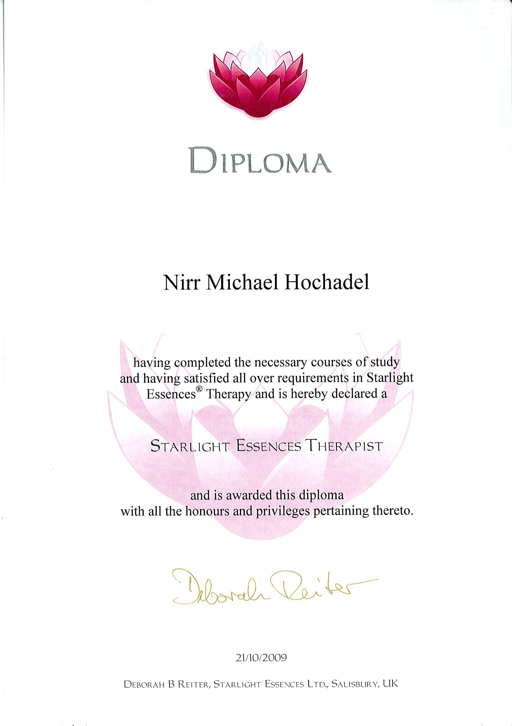 Diploma Starlight Essences Therapist